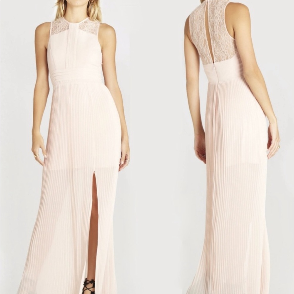 Light pink pleated long dress